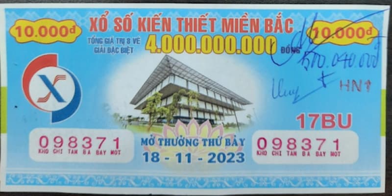 Tấm vé dò xổ số miền Bắc 